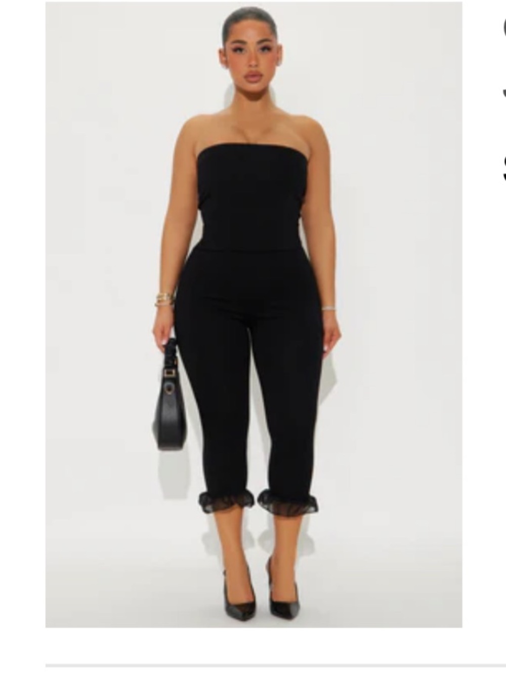 Ruffle Capri Jumpsuit - Black